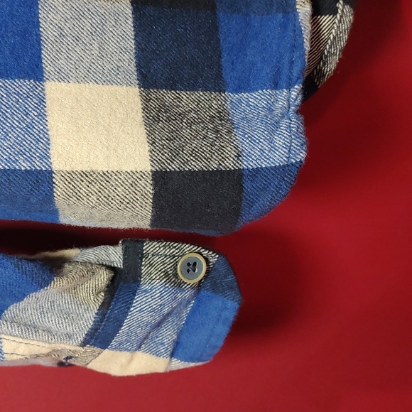 Plaid Flannel Shirt Jacket VTG JACHS 00s Blue Buffalo Shadow Plaid - Large - Picture 3 of 9